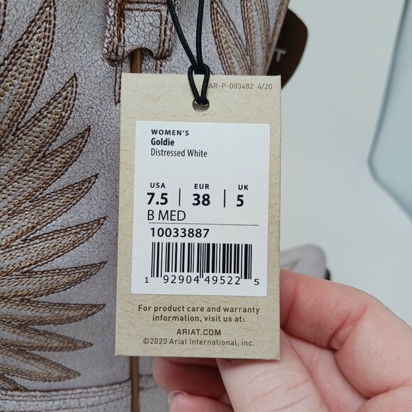 Ariat GOLDIE Western Boots Size 7.5 Distressed White NWT Cowboy Cowgirl Country - Picture 3 of 11